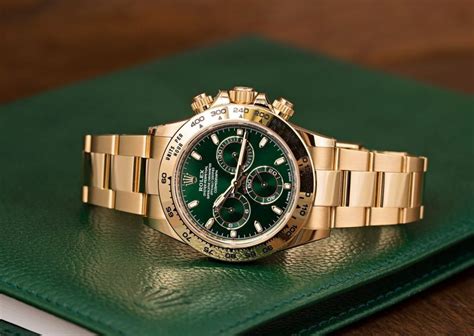 gold Rolex with green face